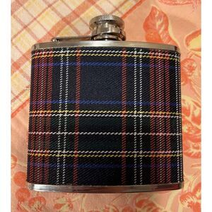 Stainless Steel Plaid Flask Blue Red Yellow Green Classic Tartan Preppy Small